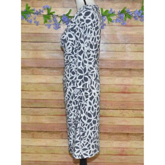 Lauren Ralph Lauren Women's Size 10 Faux Wrap Sheath Dress Stretch Rushed Gray - Picture 6 of 12